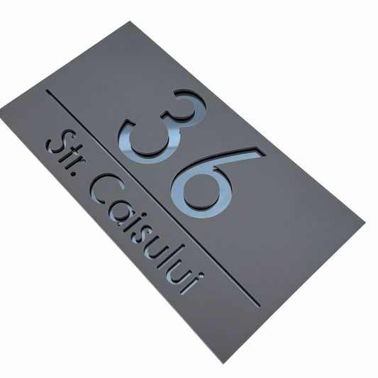 PREMIUM HOUSE NUMBER - Satin Grey Anthracite Grey Mirror - 28×15 cm