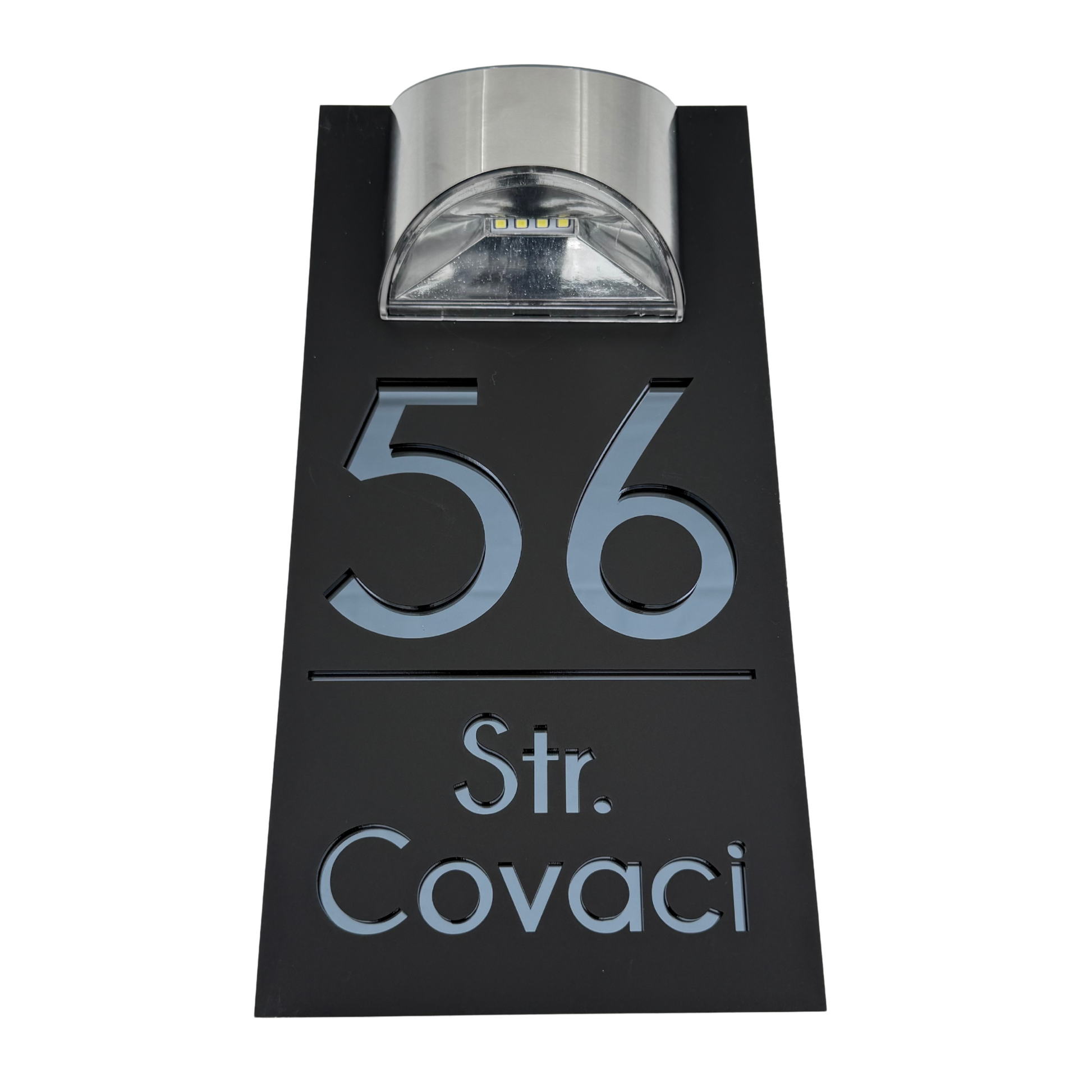 PREMIUM HOUSE NUMBER - Satin Black Anthracite Grey Mirror Lampa Solara - 30×15 cm