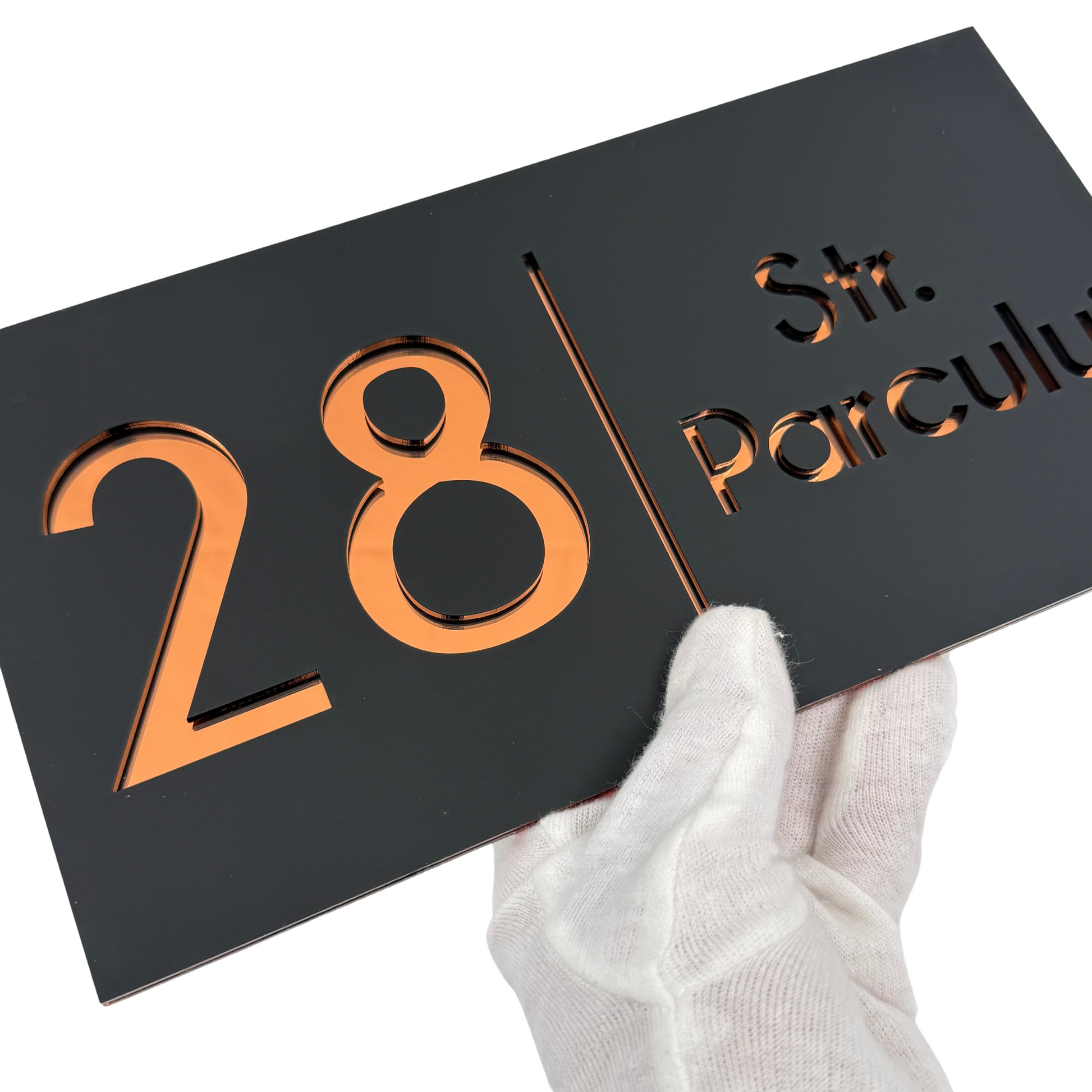 PREMIUM HOUSE NUMBER - Satin Black Copper Mirror- 28×15 cm