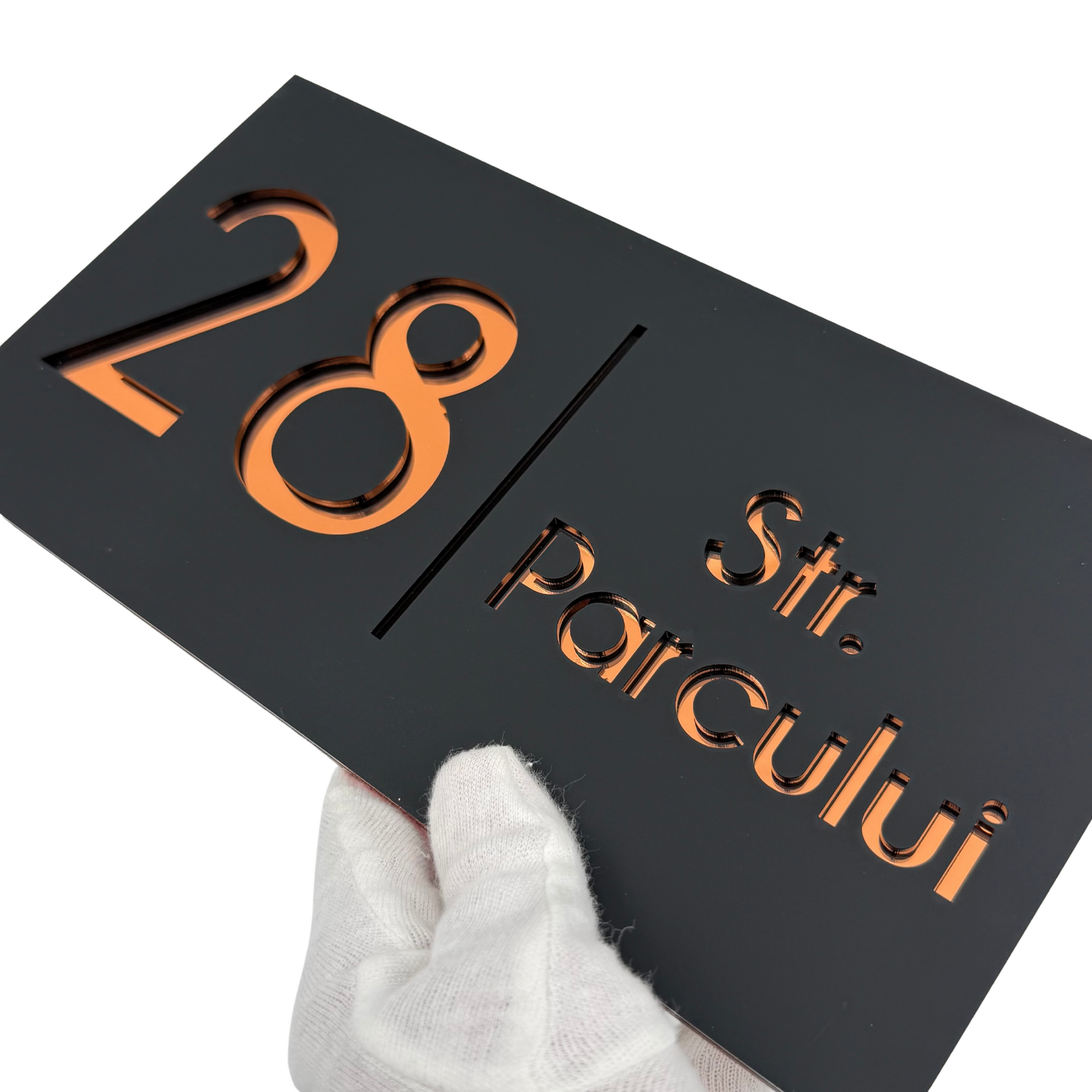 PREMIUM HOUSE NUMBER - Satin Black Copper Mirror- 28×15 cm