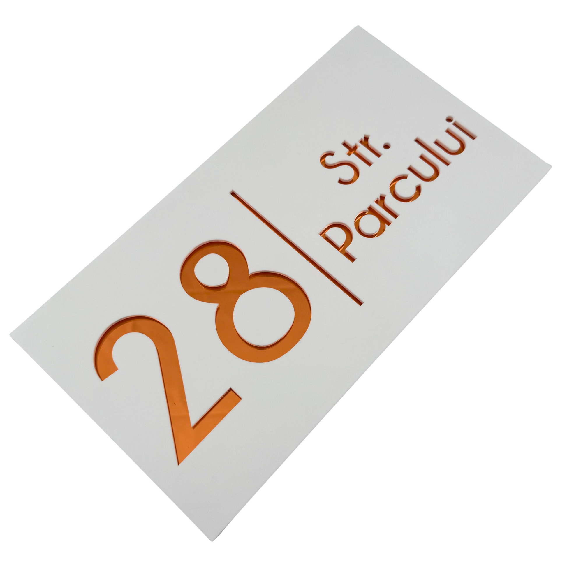 PREMIUM HOUSE NUMBER - White Satin Copper Mirror- 28×15 cm