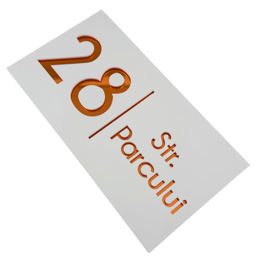 PREMIUM HOUSE NUMBER - White Satin Copper Mirror- 28×15 cm