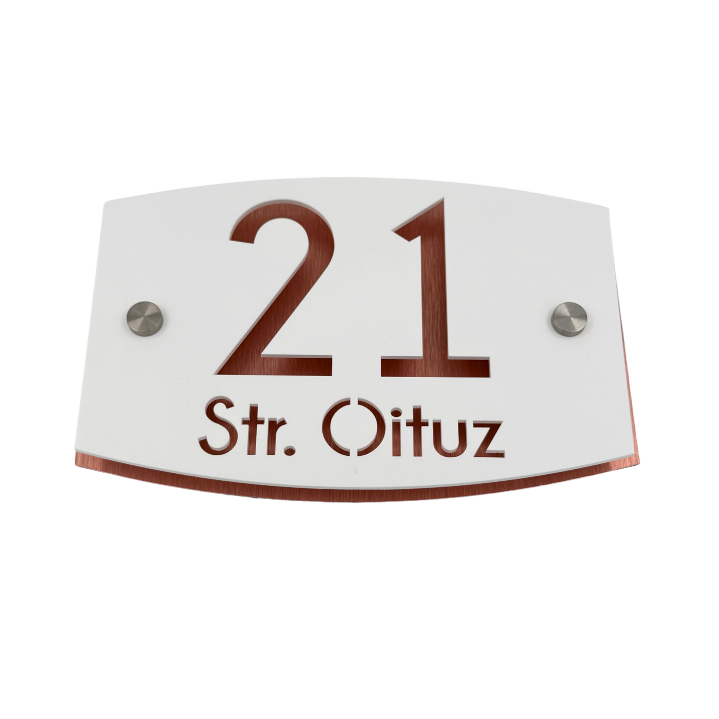 PREMIUM HOUSE NUMBER - Satin Black Aluminium Copper Pearly 2 Spacers Silver - 20×13 cm