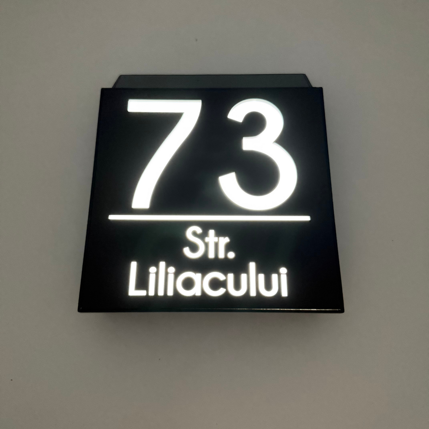PREMIUM HOUSE NUMBER - Satin Grey Solar Led Case - 18×18 cm