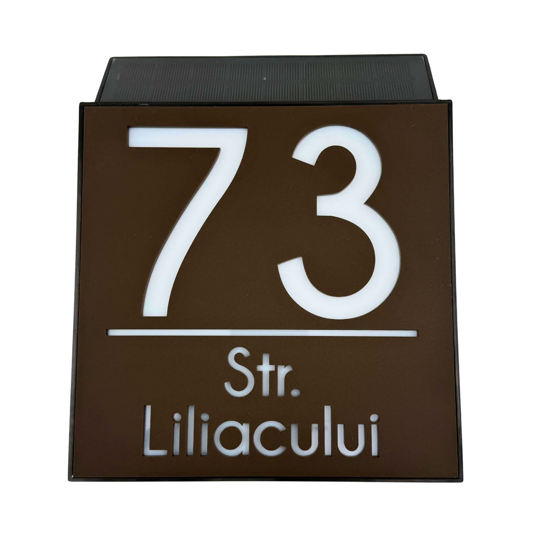 PREMIUM HOUSE NUMBER - Maro Satin Caseta Led Solar - 18×18 cm