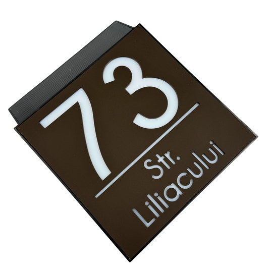 PREMIUM HOUSE NUMBER - Maro Satin Caseta Led Solar - 18×18 cm