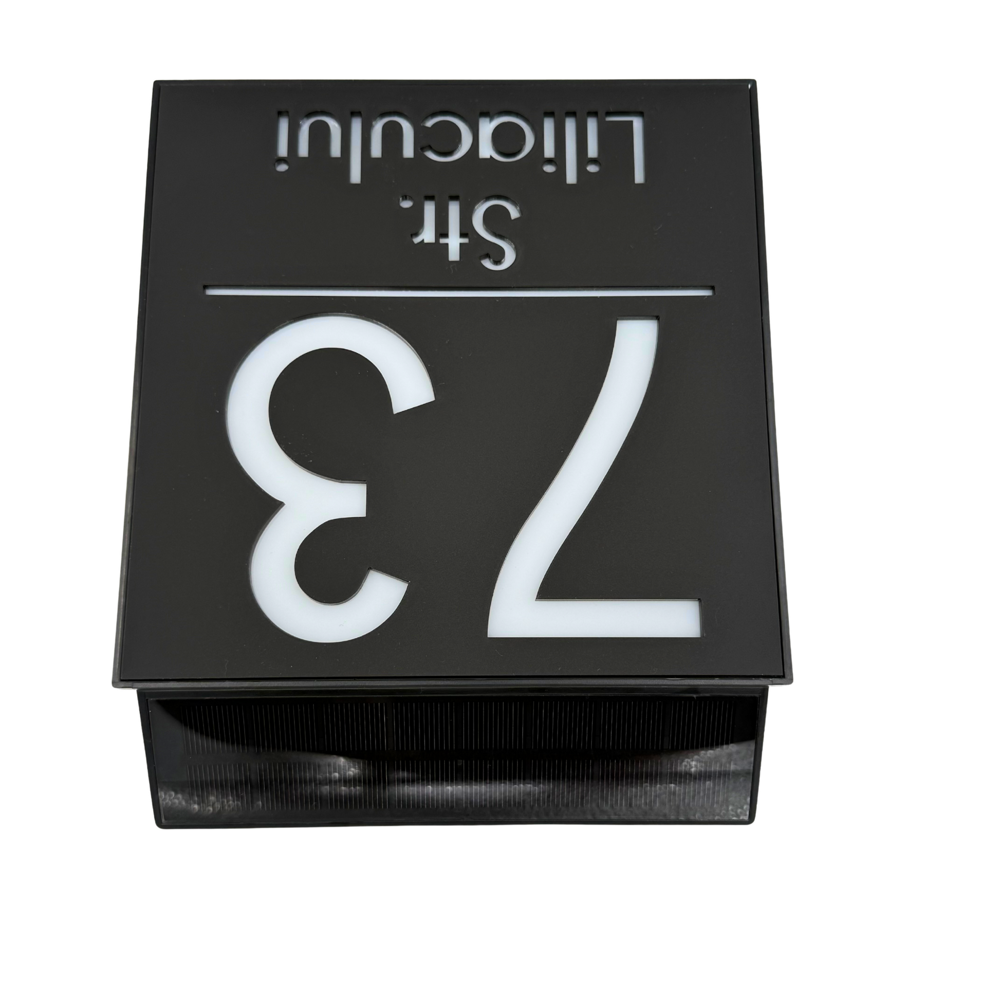 PREMIUM HOUSE NUMBER - Satin Black Caseta Led Solar - 18×18 cm