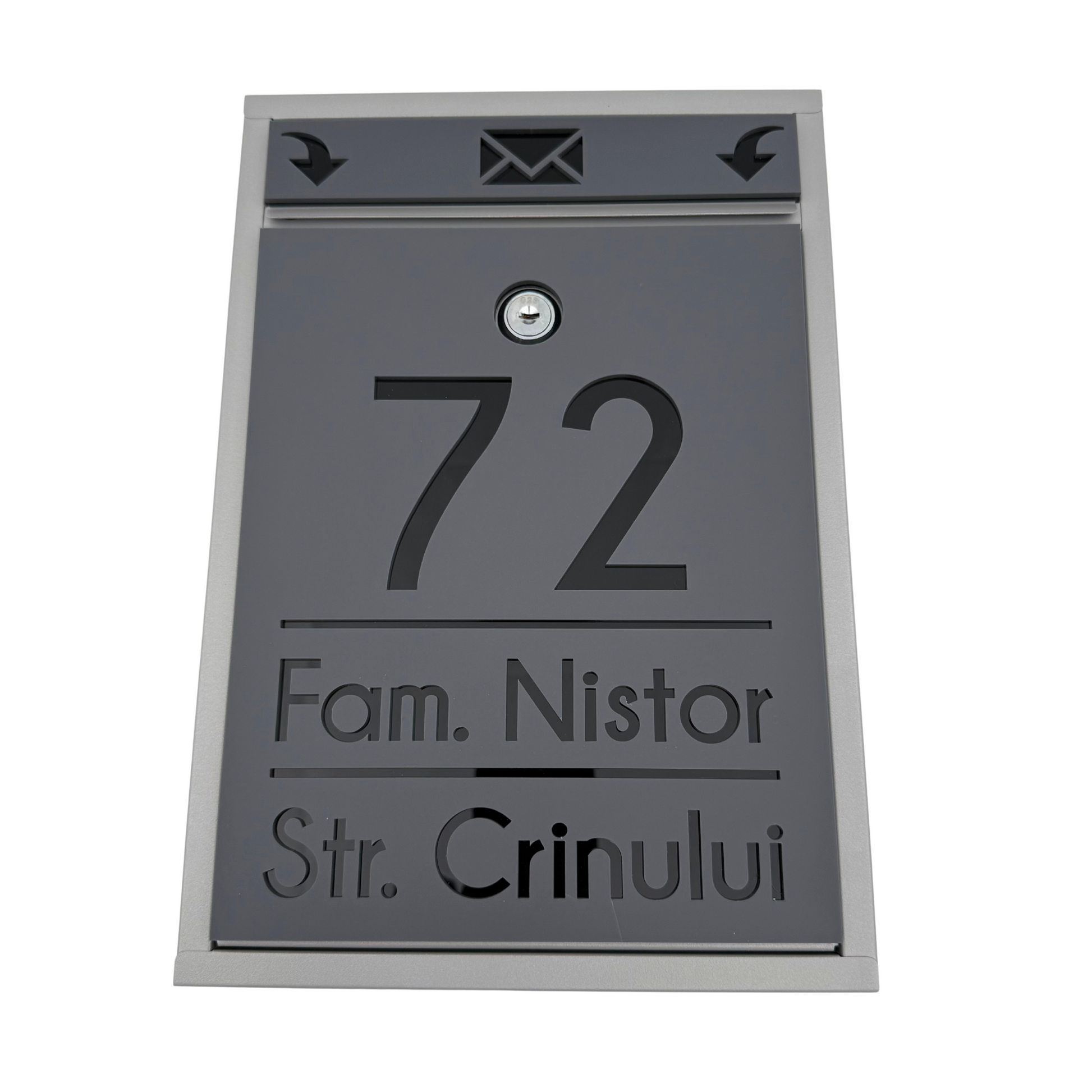 CUTIE POSTALA PERSONALIZATA - Satin Grey Glossy Black - 32x22×9 cm
