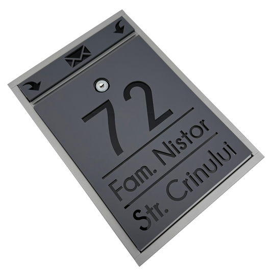 CUTIE POSTALA PERSONALIZATA - Satin Grey Glossy Black - 32x22×9 cm