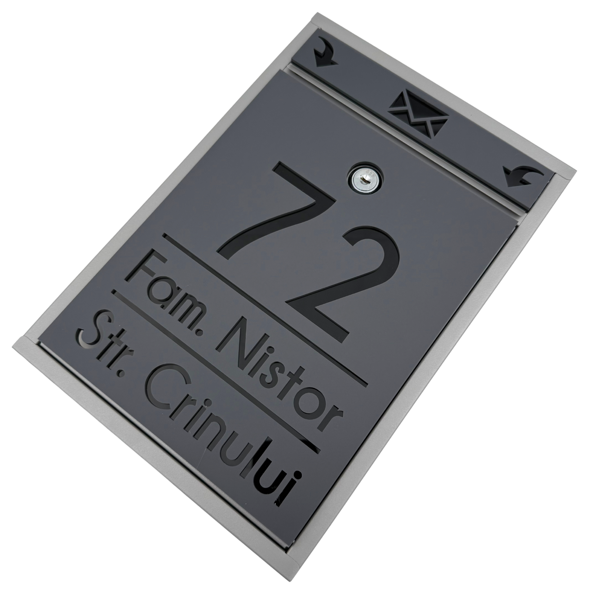CUTIE POSTALA PERSONALIZATA - Satin Grey Glossy Black - 32x22×9 cm