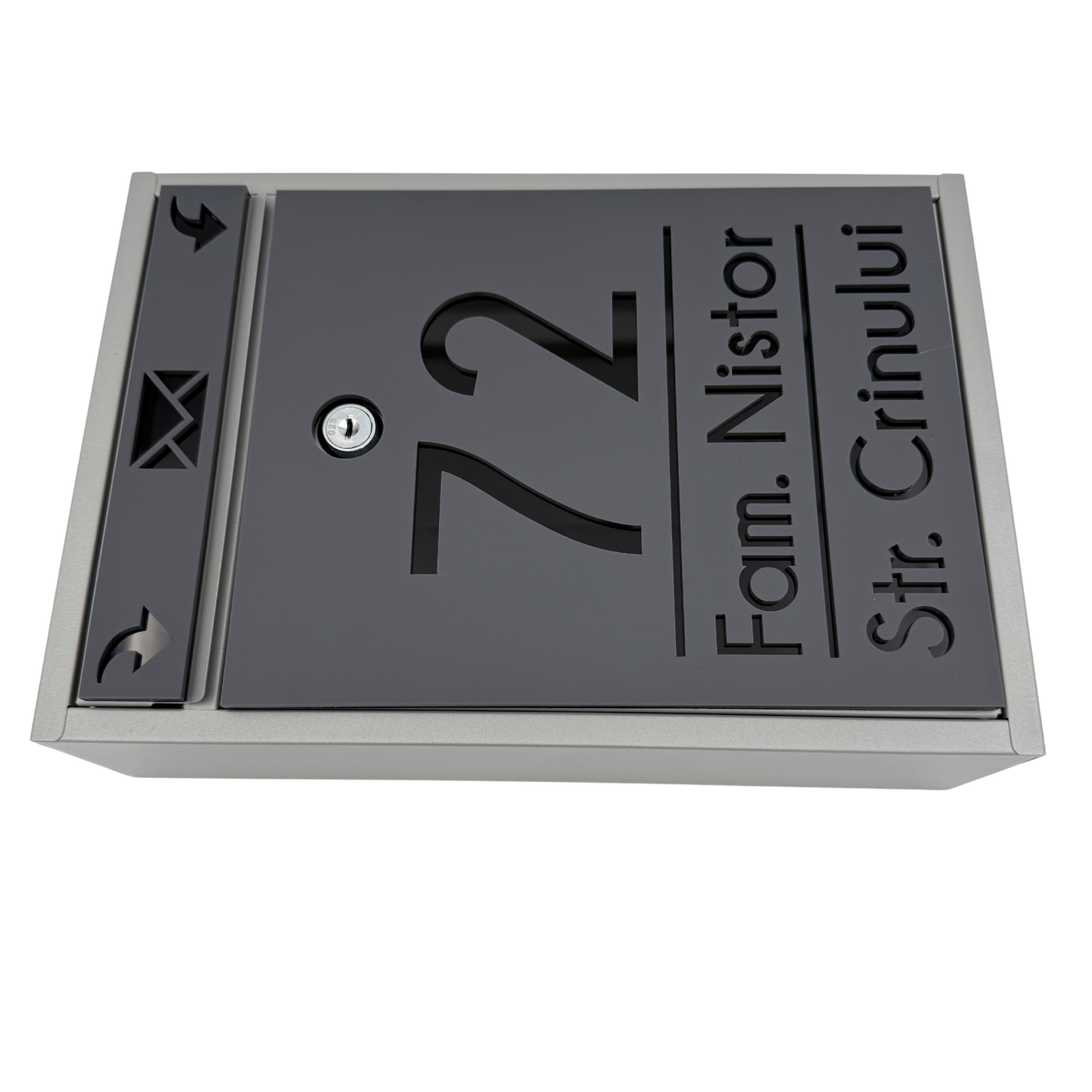 CUTIE POSTALA PERSONALIZATA - Satin Grey Glossy Black - 32x22×9 cm