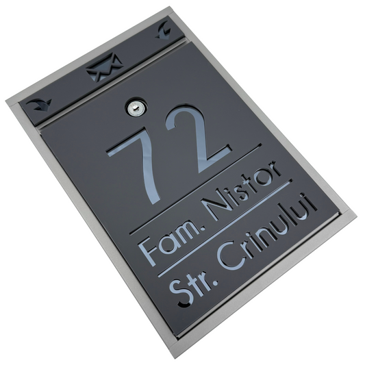 CUTIE POSTALA PERSONALIZATA - Satin Grey Anthracite Grey Mirror - 32x22×9 cm