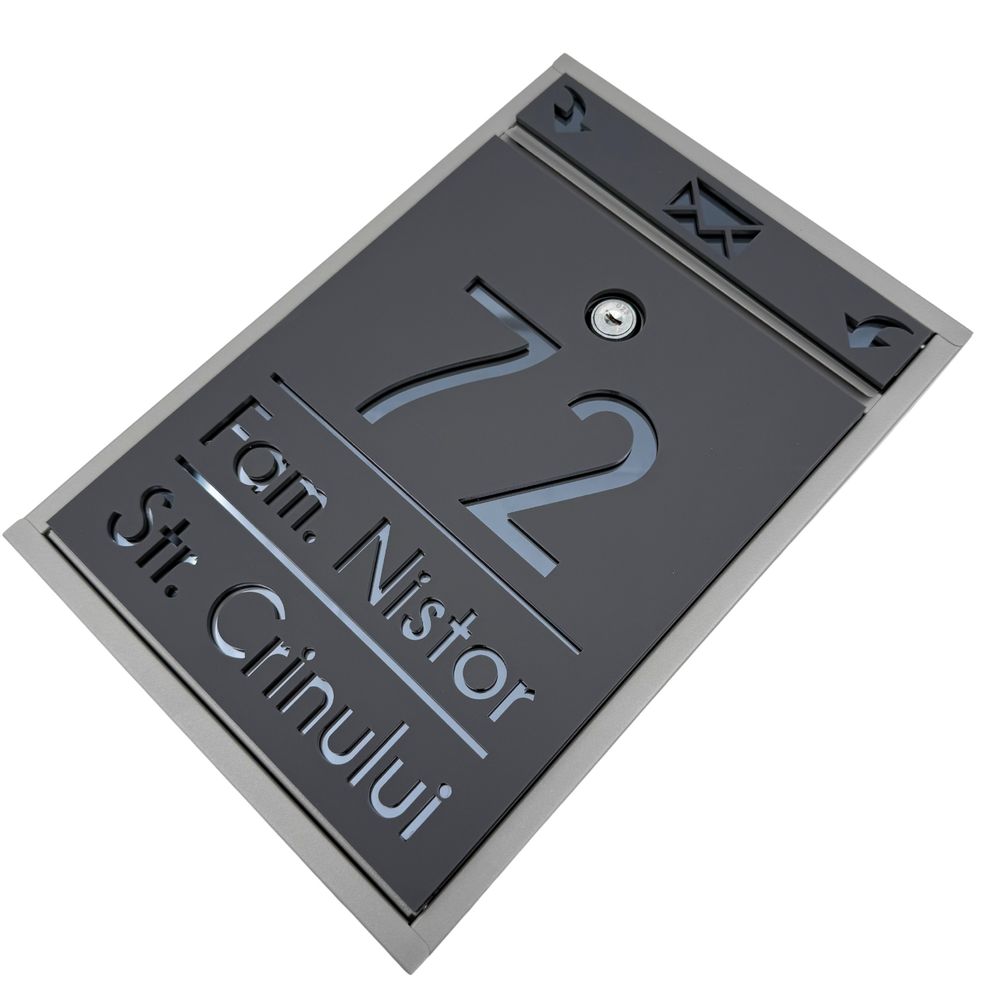 CUTIE POSTALA PERSONALIZATA - Satin Grey Anthracite Grey Mirror - 32x22×9 cm