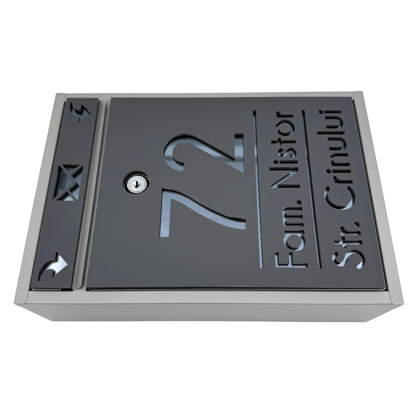 CUTIE POSTALA PERSONALIZATA - Satin Grey Anthracite Grey Mirror - 32x22×9 cm
