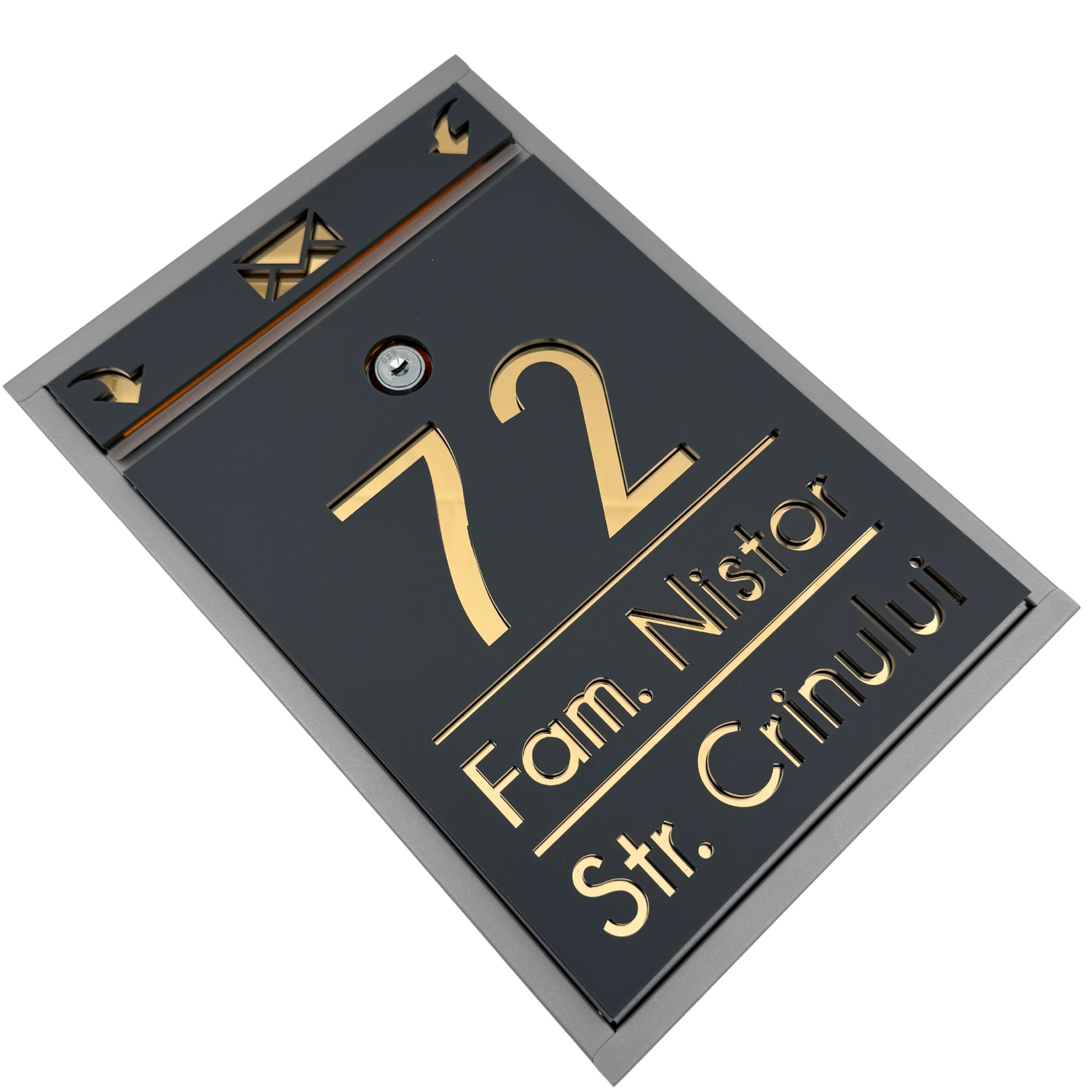 CUTIE POSTALA PERSONALIZATA - Satin Grey Gold Mirror - 32x22×9 cm