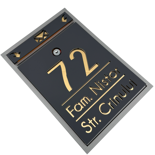 CUTIE POSTALA PERSONALIZATA - Satin Grey Gold Mirror - 32x22×9 cm