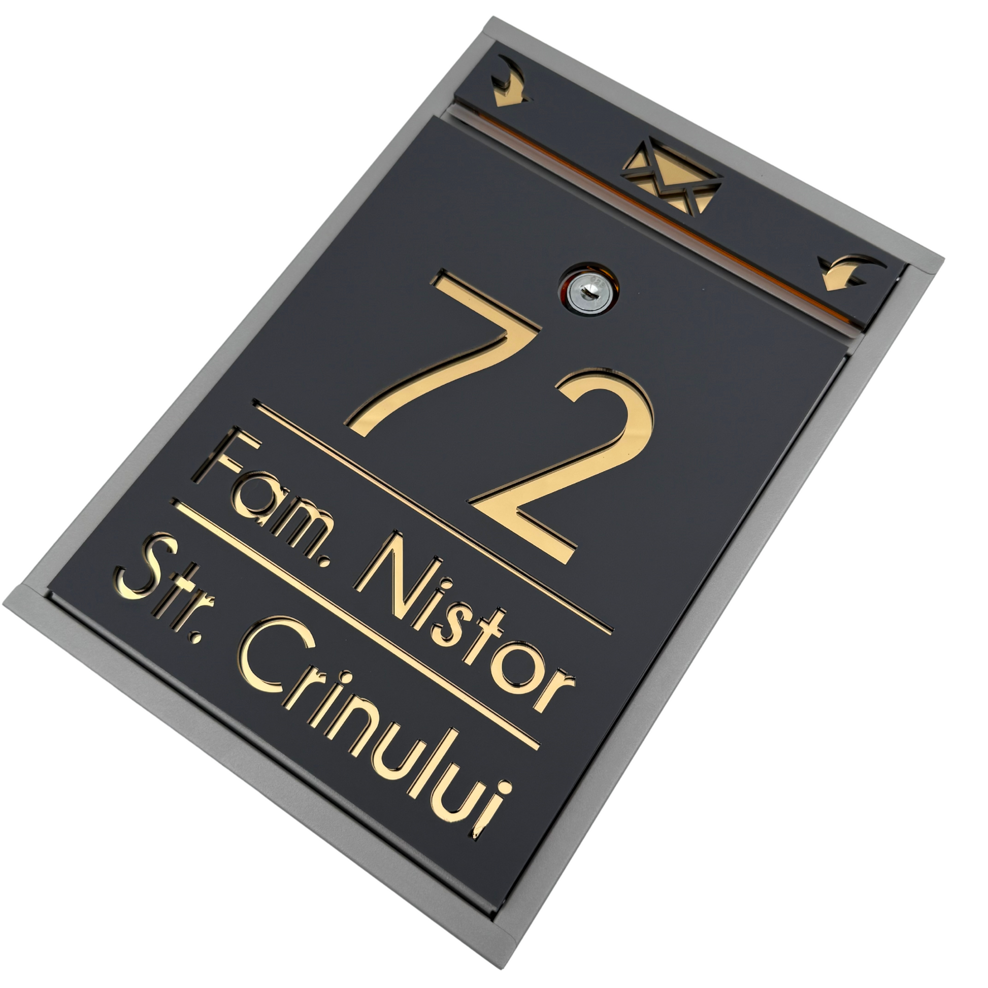 CUTIE POSTALA PERSONALIZATA - Satin Grey Gold Mirror - 32x22×9 cm