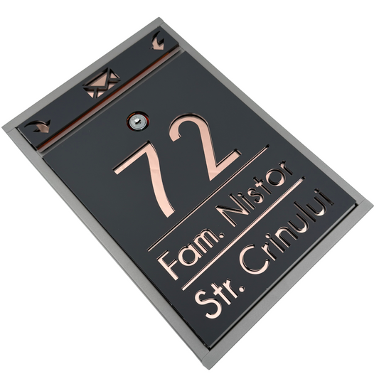 CUTIE POSTALA PERSONALIZATA - Satin Grey Rose Gold Mirror - 32x22×9 cm