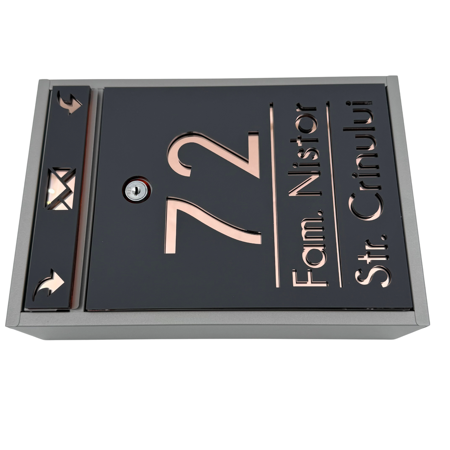 CUTIE POSTALA PERSONALIZATA - Satin Grey Rose Gold Mirror - 32x22×9 cm