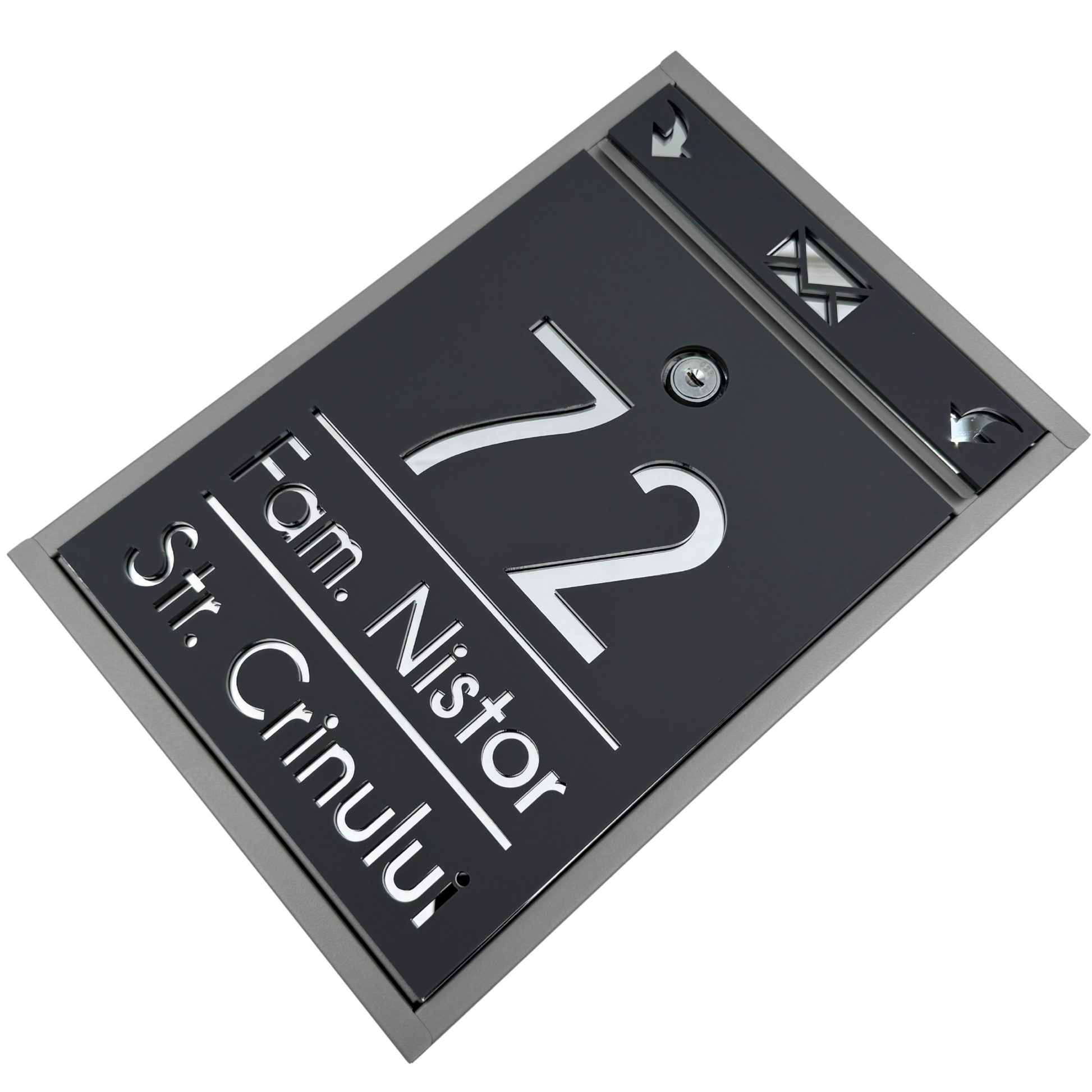 CUTIE POSTALA PERSONALIZATA - Satin Grey Silver Mirror - 32x22×9 cm