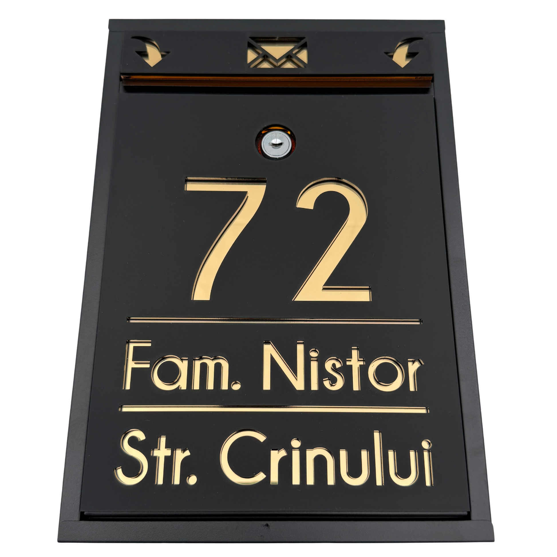 CUTIE POSTALA PERSONALIZATA - Satin Black Gold Mirror - 32x22×9 cm