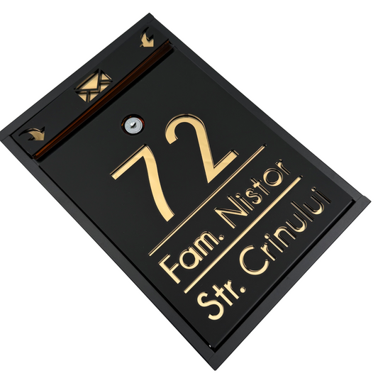 CUTIE POSTALA PERSONALIZATA - Satin Black Gold Mirror - 32x22×9 cm