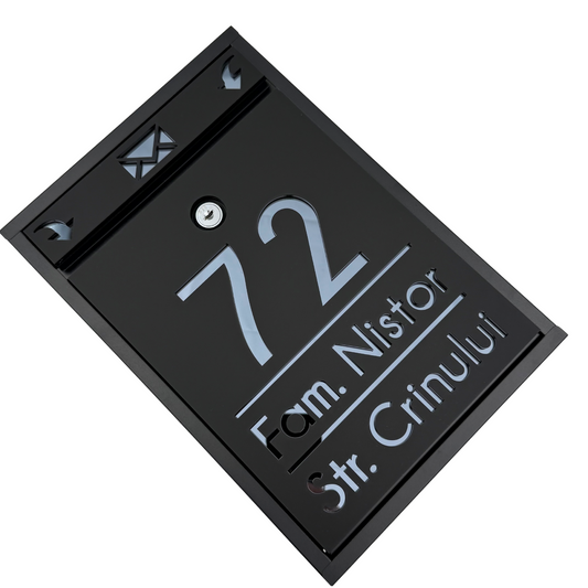 CUTIE POSTALA PERSONALIZATA - Satin Black Anthracite Grey Mirror - 32x22×9 cm