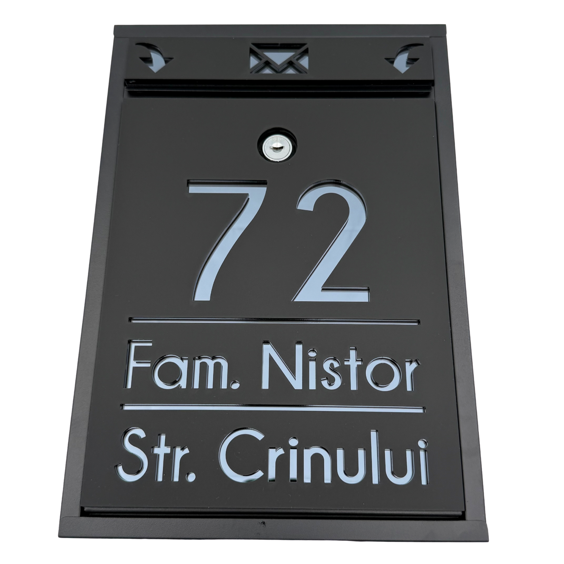 CUTIE POSTALA PERSONALIZATA - Satin Black Anthracite Grey Mirror - 32x22×9 cm