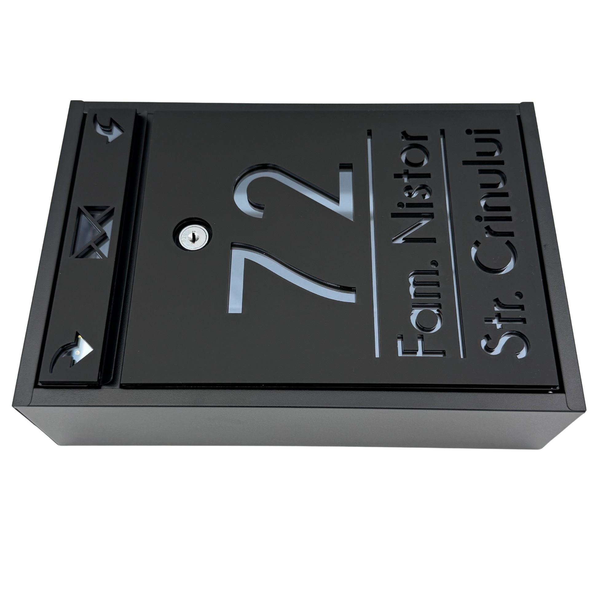 CUTIE POSTALA PERSONALIZATA - Satin Black Anthracite Grey Mirror - 32x22×9 cm