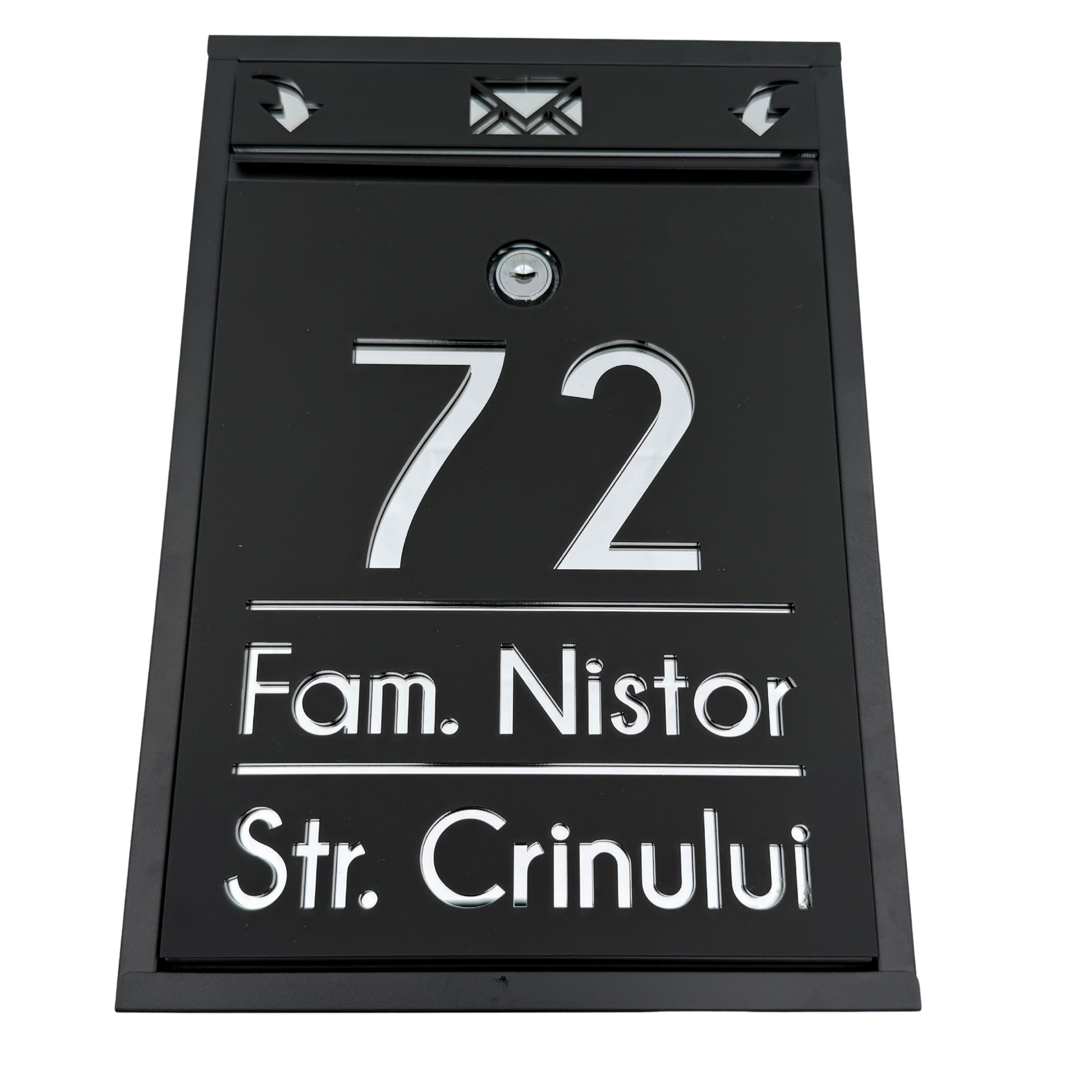 CUTIE POSTALA PERSONALIZATA - Satin Black Silver Mirror - 32x22×9 cm