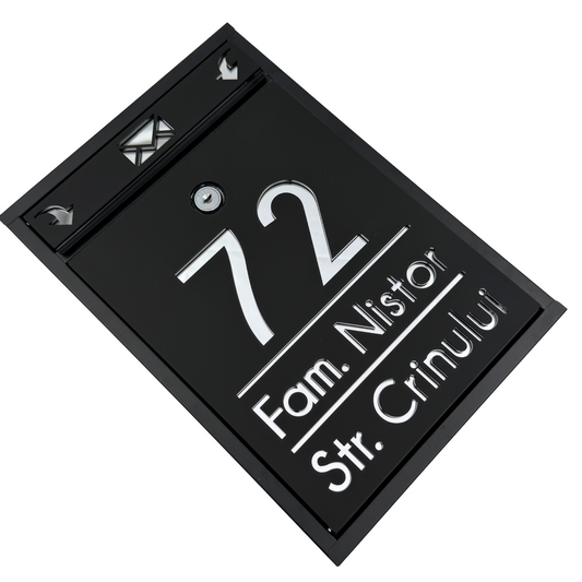 CUTIE POSTALA PERSONALIZATA - Satin Black Silver Mirror - 32x22×9 cm