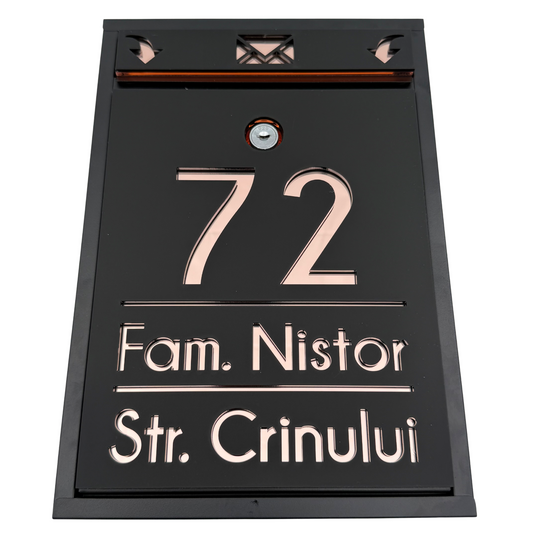 CUTIE POSTALA PERSONALIZATA - Satin Black Rose Gold Mirror - 32x22×9 cm