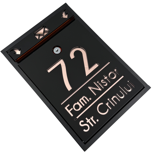 CUTIE POSTALA PERSONALIZATA - Satin Black Rose Gold Mirror - 32x22×9 cm