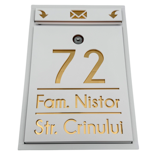 CUTIE POSTALA PERSONALIZATA - White Satin Gold Mirror - 32x22×9 cm