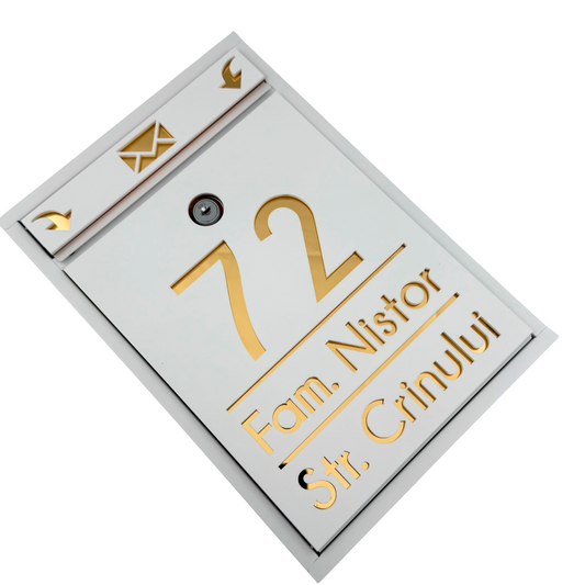 CUTIE POSTALA PERSONALIZATA - White Satin Gold Mirror - 32x22×9 cm