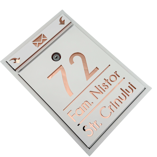 CUTIE POSTALA PERSONALIZATA - White Satin Rose Gold Mirror - 32x22×9 cm