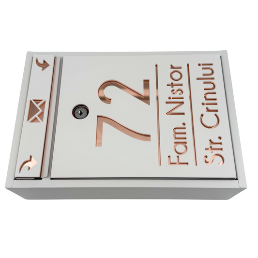 CUTIE POSTALA PERSONALIZATA - White Satin Rose Gold Mirror - 32x22×9 cm