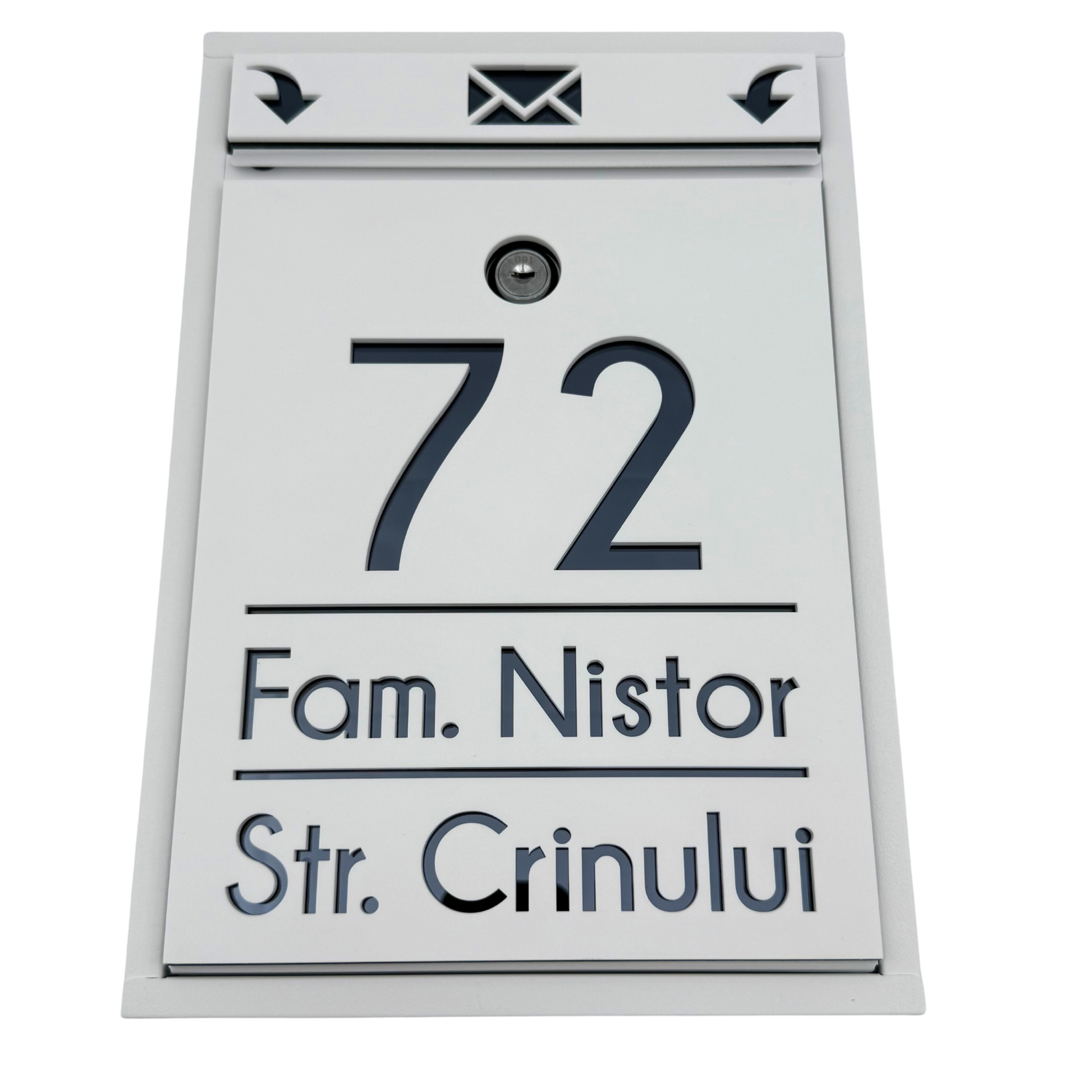 CUTIE POSTALA PERSONALIZATA - White Satin Anthracite Grey Mirror - 32x22×9 cm