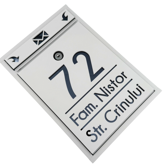 CUTIE POSTALA PERSONALIZATA - White Satin Anthracite Grey Mirror - 32x22×9 cm