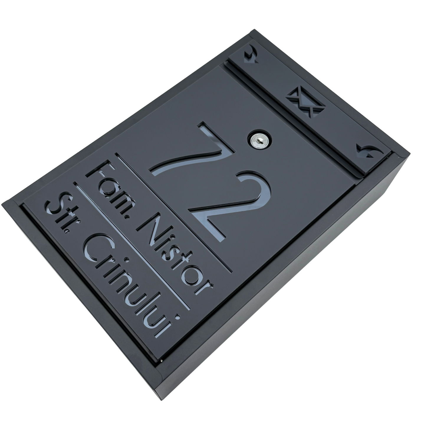 CUSTOM MAIL BOX - Satin Grey Anthracite Grey Mirror - 32x22×9 cm