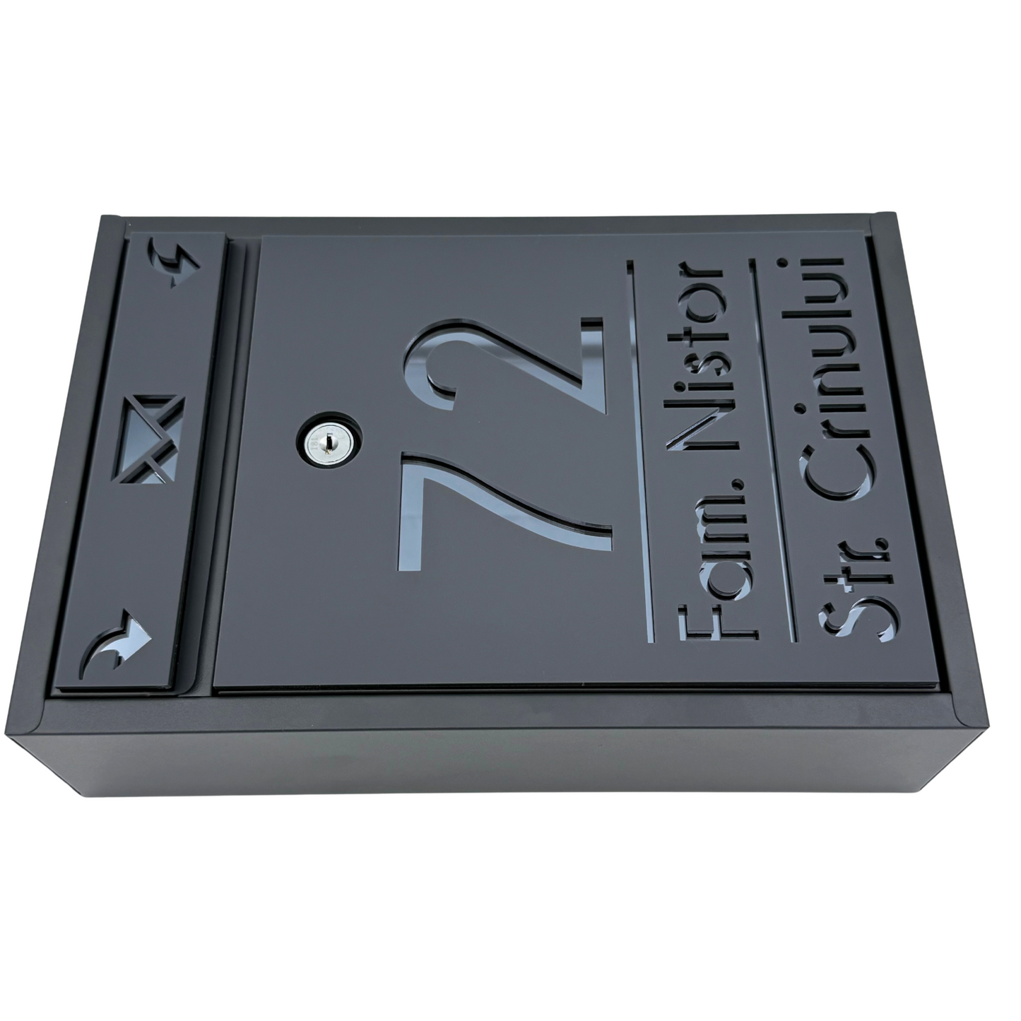 CUSTOM MAIL BOX - Satin Grey Anthracite Grey Mirror - 32x22×9 cm