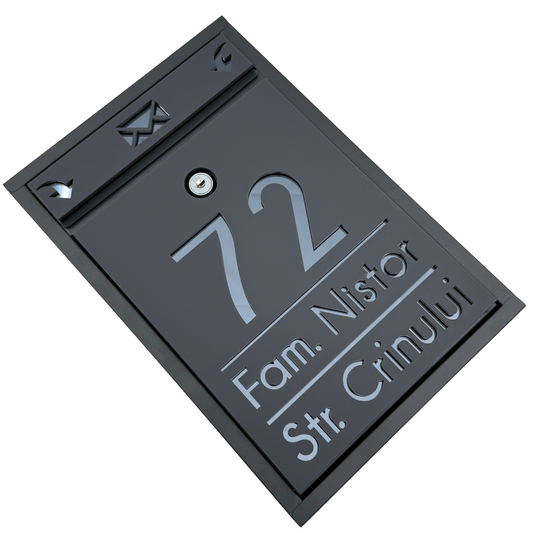 CUSTOM MAIL BOX - Satin Grey Anthracite Grey Mirror - 32x22×9 cm