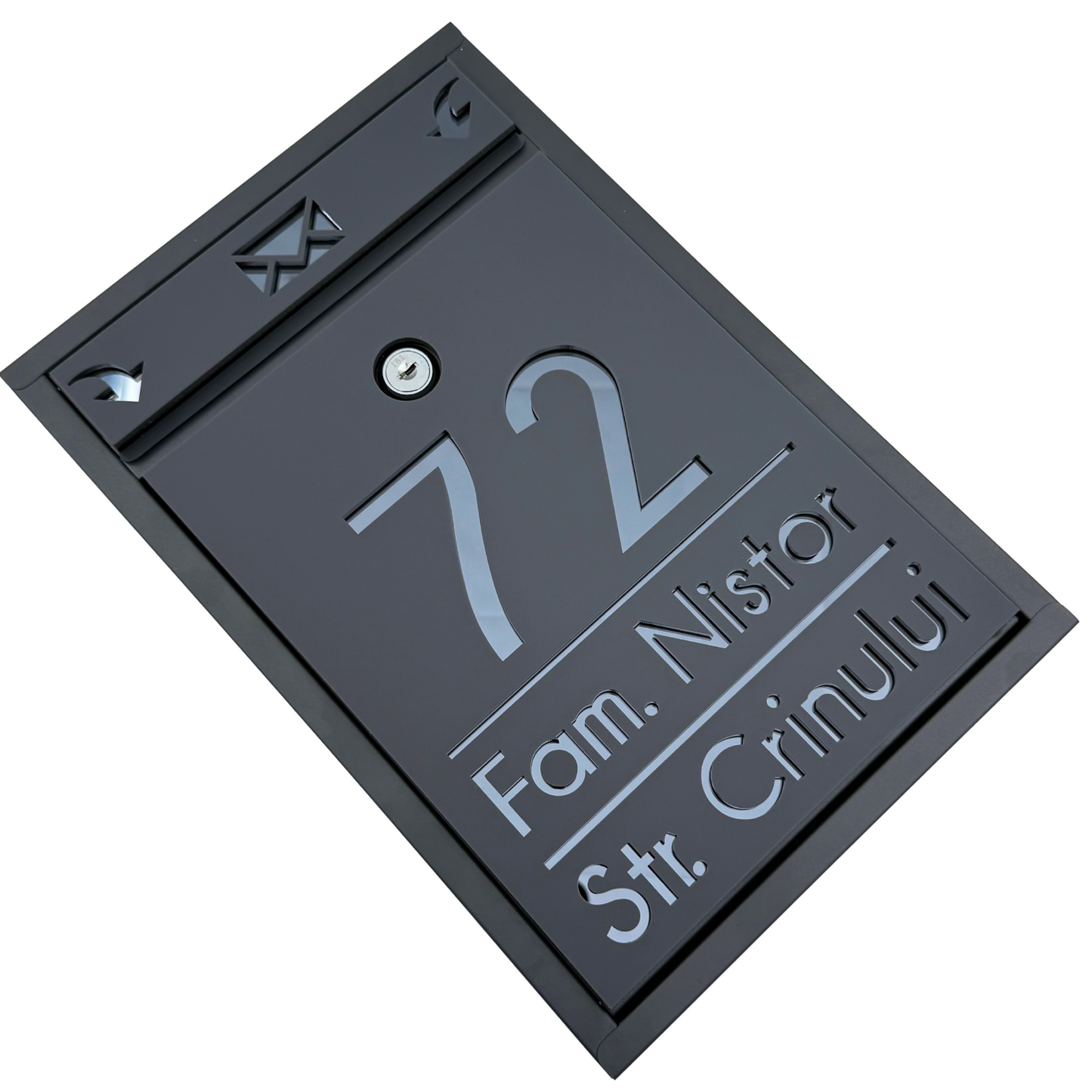 CUSTOM MAIL BOX - Satin Grey Anthracite Grey Mirror - 32x22×9 cm