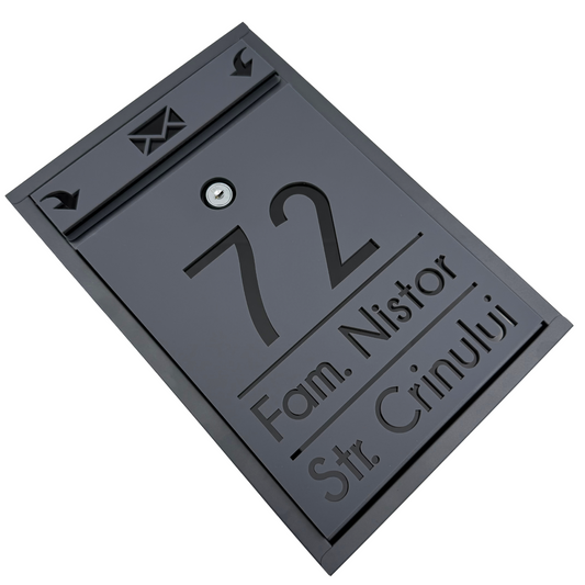 CUSTOM MAIL BOX - Satin Anthracite Grey Glossy Black - 32x22×9 cm