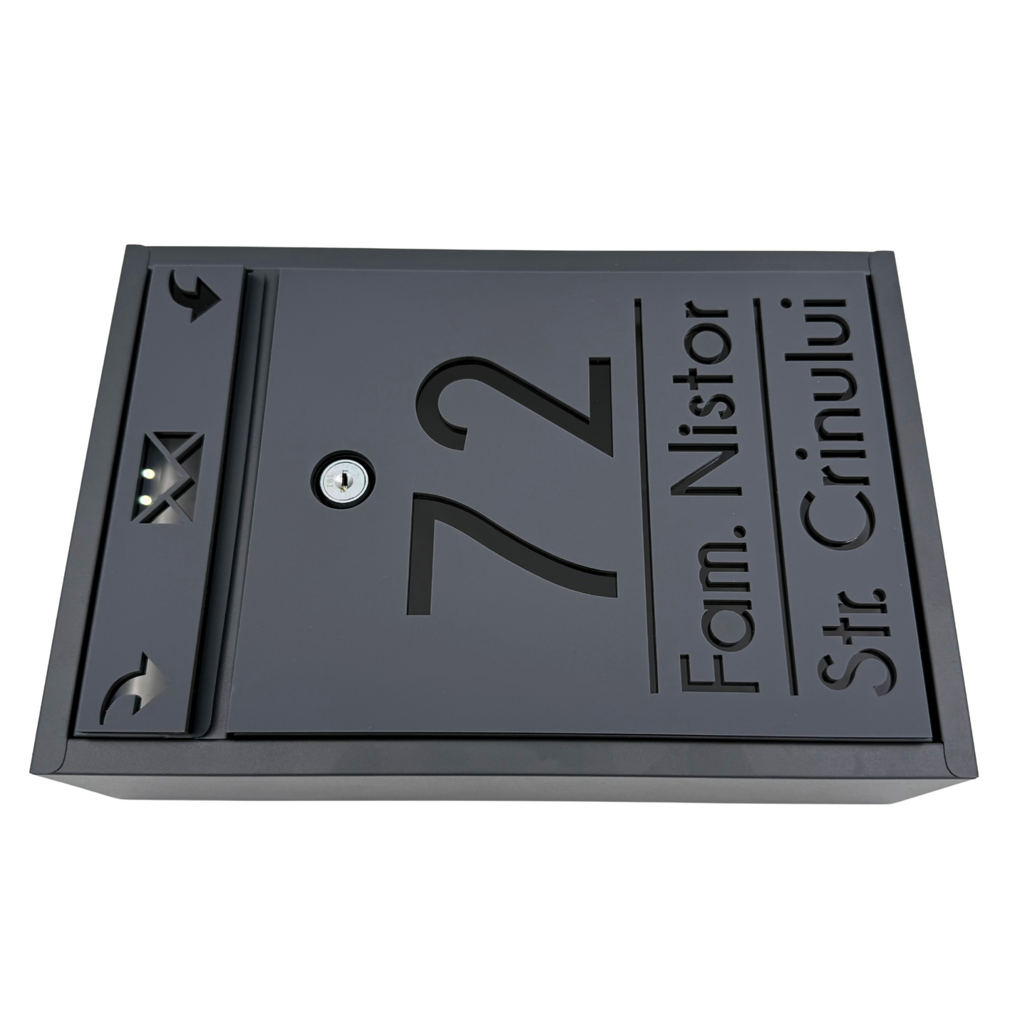 CUSTOM MAIL BOX - Satin Anthracite Grey Glossy Black - 32x22×9 cm