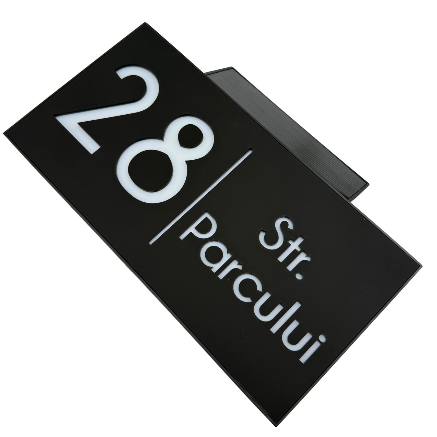 PREMIUM HOUSE NUMBER - Satin Black Solar Led Case - 30×15 cm