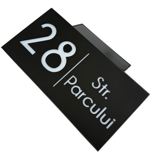 PREMIUM HOUSE NUMBER - Satin Black Solar Led Case - 30×15 cm