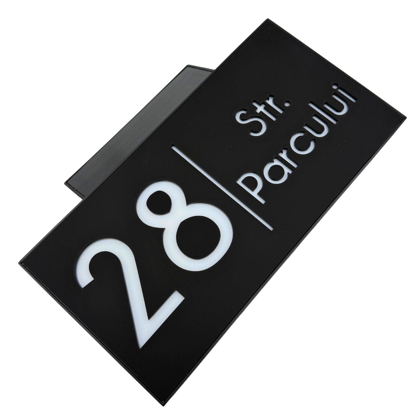 PREMIUM HOUSE NUMBER - Satin Black Solar Led Case - 30×15 cm