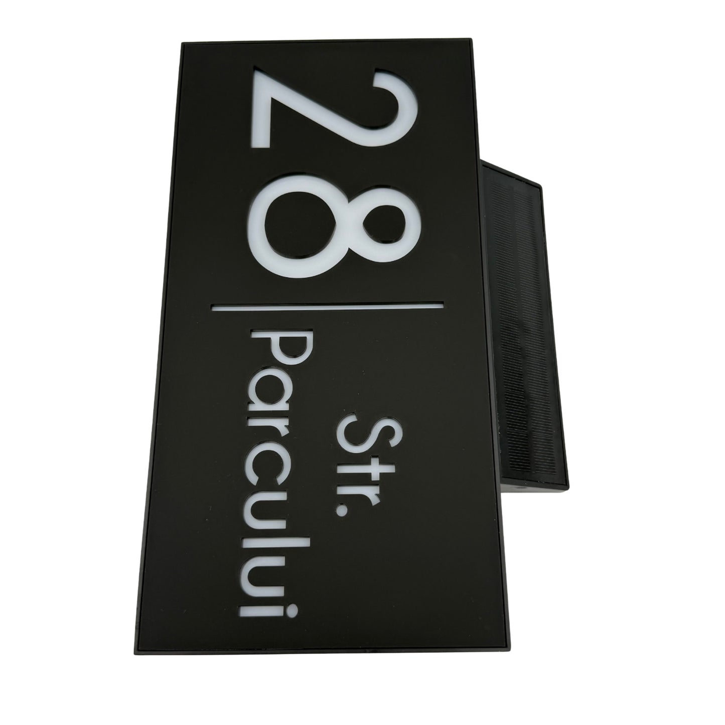PREMIUM HOUSE NUMBER - Satin Black Solar Led Case - 30×15 cm
