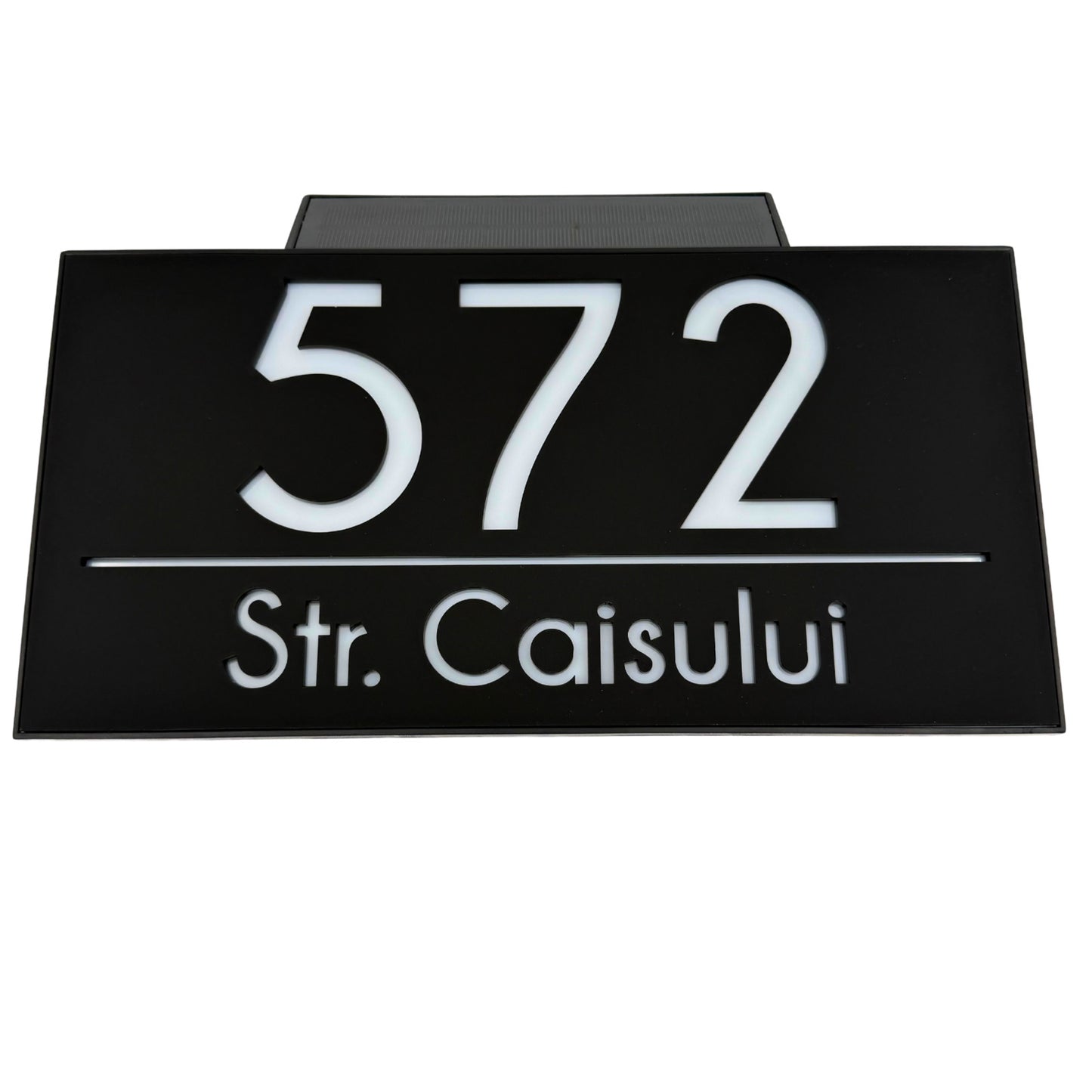 PREMIUM HOUSE NUMBER - Satin Black Solar Led Case - 30×15 cm
